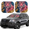 thumbnail image 1 of KLL Pink Tiger Gold Leaves Windshield Sun Shade 2-Piece Foldable Car Front Window Sunshade for Most Sedans SUV Truck- Medium, 1 of 5