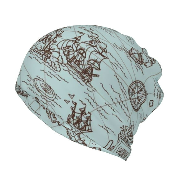 KLL Pirate Adventure Map Pirnt Wicking Running Beanie Head Wrap Cycling Bandana for Men Women