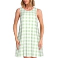 thumbnail image 1 of KLL Pistachio Green Checkboard Pattern Womens Summer Dresses 2025,Loose Round Neck Sleeveless Sundresses Tank Dresses with Pockets, 1 of 7