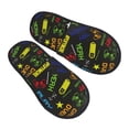 thumbnail image 1 of KLL Pixel Game Slippers for Women Men House Slip on Indoor Outdoor Bedroom Furry Fleece Lined Ladies Comfy Anti-Skid Rubber Hard Sole-Medium, 1 of 8