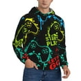 thumbnail image 1 of KLL Play Game Start Print Mens Hoodie Long Sleeve Casual Pullover Hooded Sweatshirt Fashion Drawstring Hoodies with Pocket-3X-Large, 1 of 6