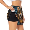 thumbnail image 1 of KLL Playful Leopard Art Pattern Shorts Women,Athletic Shorts High Waisted Running Shorts Pocket Sporty Short Gym Elastic Workout Shorts-X-Large, 1 of 7