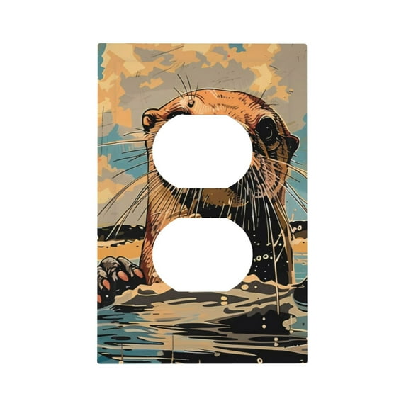 KLL Playful Otter Tropical Beach Pattern Electrical Outlet Covers, 3" x 5" 1 Pack Electric Receptacle Plug Covers for Decorator Receptacle Outlet & Switch-Style S