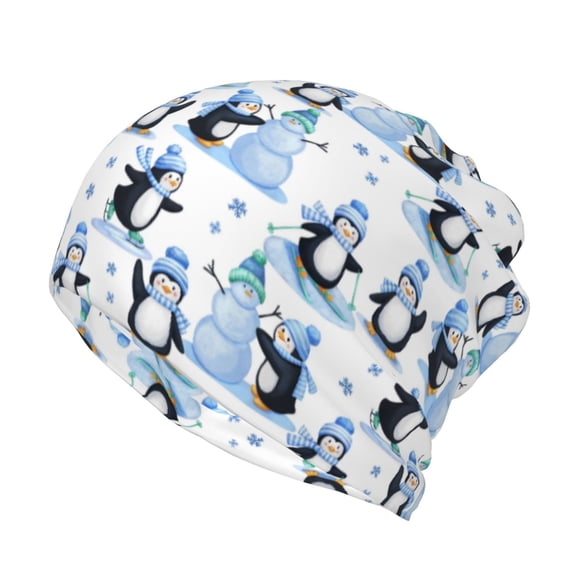 KLL Playful Penguins and Snowmen Pirnt Wicking Running Beanie Head Wrap Cycling Bandana for Men Women