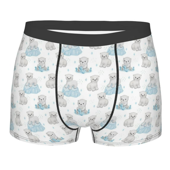 KLL Playful Polar Bear Pals Men's Cotton Boxer Briefs Underwear-XX-Large