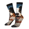 thumbnail image 1 of KLL Playful Smile Cute Dog Print Cool Socks Men's Women's Crew Socks Funny Crazy Novelty Stockings, 1 of 6