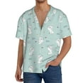 thumbnail image 1 of KLL Playing Rabbit Print Men's Shirt Short Sleeve Button Down Summer Cuba Beach Shirts- Small, 1 of 5
