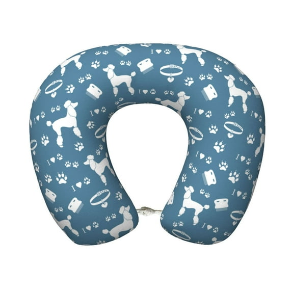 KLL Poodle Dog Pattern Memory Foam Cervical Neck Pillow Versatile U-Shaped Pillows for Home/Office/Camping/Travelling/Soft Washable Cover