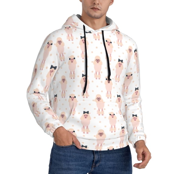 KLL Poodle Dog Print Mens Hoodie Long Sleeve Casual Pullover Hooded Sweatshirt Fashion Drawstring Hoodies with Pocket-Medium