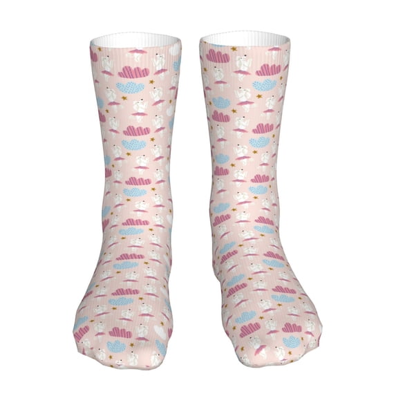 KLL Poodle In Ballet Skirts Dancing Print Womens Crew Socks Athletic Middle Tube Long Socks Novelty Socks Gifts For Men