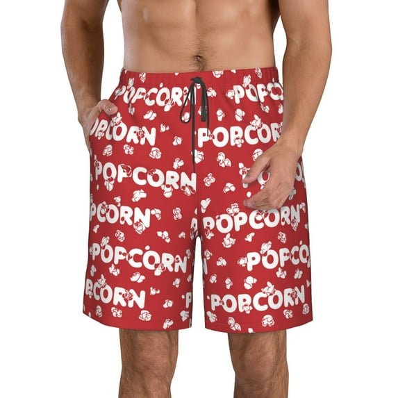 KLL Popcorn2 Men's Casual Summer Beach Shorts Hawaiian Shorts with Pockets-3X-Large