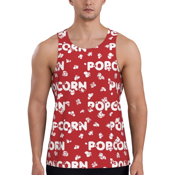 KLL Popcorn2 Print Men's Muscle Gym Workout Stringer Tank Tops Bodybuilding Fitness T-Shirts Tank Tops Men-Medium