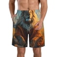 thumbnail image 1 of KLL Prairie Meditating Lion Men's Casual Summer Beach Shorts Hawaiian Shorts with Pockets-X-Large, 1 of 5
