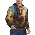 thumbnail image 1 of KLL Prairie Meditating Lion Print Mens Hoodie Long Sleeve Casual Pullover Hooded Sweatshirt Fashion Drawstring Hoodies with Pocket-X-Large, 1 of 6