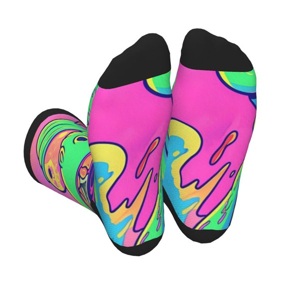 KLL Psychedelic Cartoon Frog Print Cool Socks Men's Women's Crew Socks Funny Crazy Novelty Stockings
