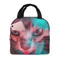 thumbnail image 1 of KLL Psychedelic Hairless Cat Print Insulated Lunch Bag Women, Reusable Cute Tote Lunch Box for Adult & Men, Leakproof Cooler Lunch Bags for Work Office Travel Picnic, 1 of 1