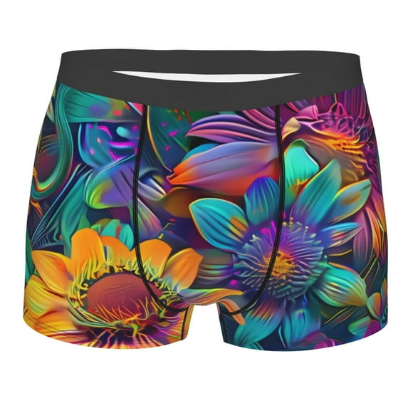 KLL Psychedelic Sunflowers Men's Cotton Boxer Briefs Underwear-Large