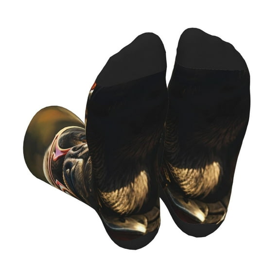 KLL Pug Wearing Sunglasses Flowers Print Cool Socks Men's Women's Crew Socks Funny Crazy Novelty Stockings