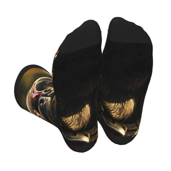 KLL Pug Wearing Sunglasses Flowers Print Cool Socks Men's Women's Crew Socks Funny Crazy Novelty Stockings