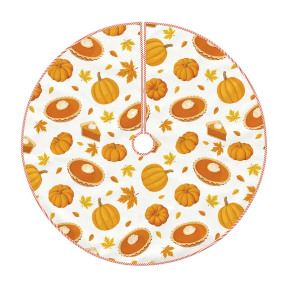 KLL Pumpkin Maple Leaves Christmas Tree Skirt 48" ,Party Decorations Farmhouse for Christmas Decorations Holiday Party