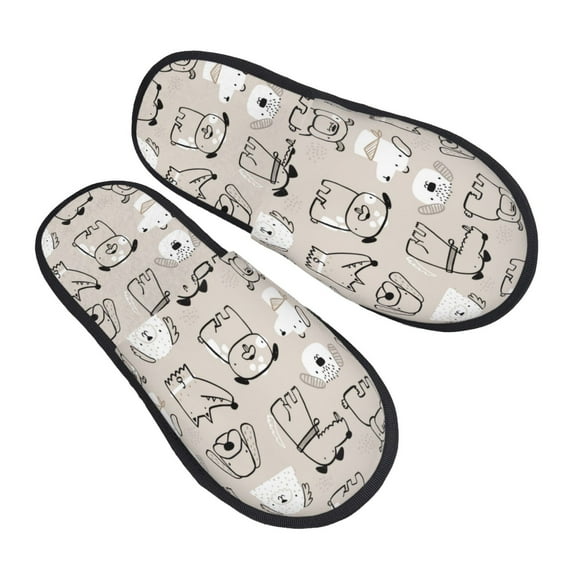 KLL Puppy Slippers for Women Men House Slip on Indoor Outdoor Bedroom Furry Fleece Lined Ladies Comfy Anti-Skid Rubber Hard Sole-Medium