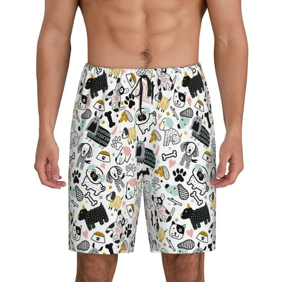 KLL Puppy for Men's 1-Pack Shorts,Sleep Pajama Shorts for Men Soft Pj Shorts Men's Pajama Bottoms Sleepwear -Large
