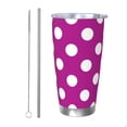 thumbnail image 1 of KLL Purlpe And White Polka Dot Print 40oz Stainless Steel Insulated Car Cup with Spillproof Lid - Keep Your Drink Hot or Cold on the Go-Straw Two-piece Set, 1 of 8
