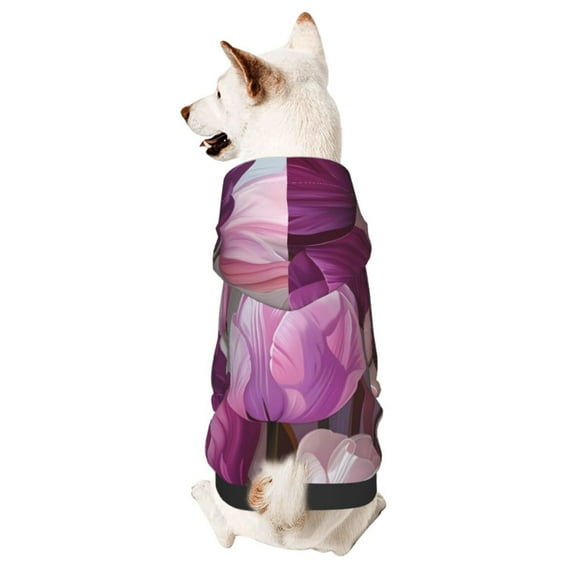 KLL Purple And Pink Tulip Bouquet for Basic Dog Hoodie - Pet Hoodie Sweater with Leash Hole - Cute Dog Sweatshirt - Pet Clothes Hooded Sweatshirt for Dog & Cat -X-Small