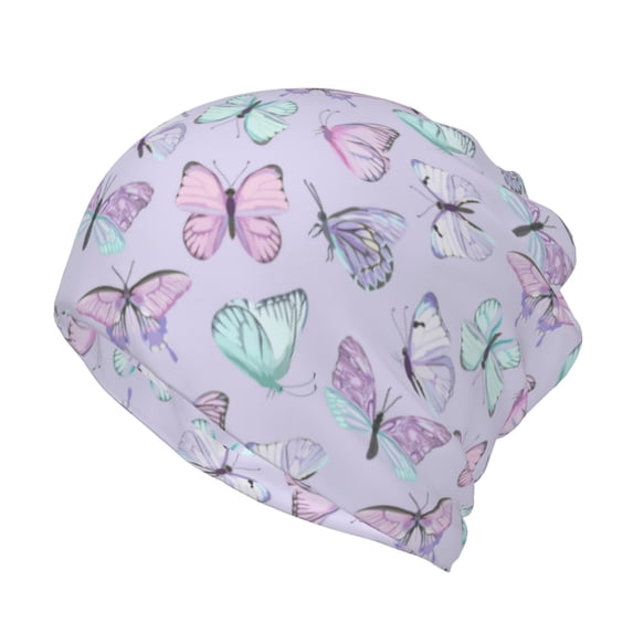 KLL Purple Butterfly Pirnt Wicking Running Beanie Head Wrap Cycling Bandana for Men Women