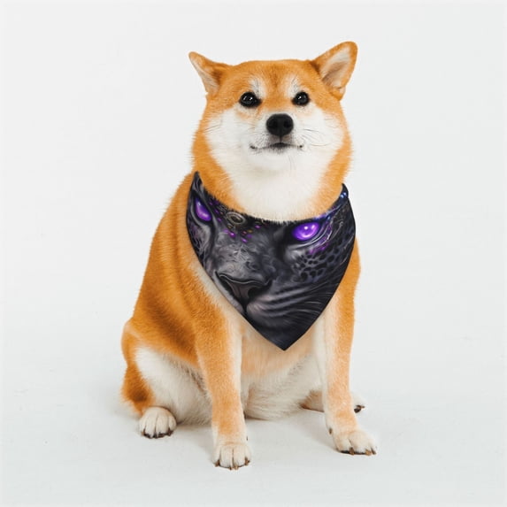 KLL Purple-Eyed Floral Leopard Dog Bandanas,Triangle Reversible Pet Scarf for Small Medium Large and Extra Large Dogs-Large