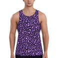 thumbnail image 1 of KLL Purple Leopard Print Men's Muscle Gym Workout Stringer Tank Tops Bodybuilding Fitness T-Shirts Tank Tops Men-Medium, 1 of 7
