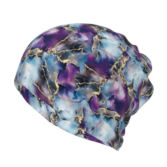 KLL Purple Marble Texture Pirnt Wicking Running Beanie Head Wrap Cycling Bandana for Men Women