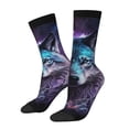 thumbnail image 1 of KLL Purple Sky Wolf Print Cool Socks Men's Women's Crew Socks Funny Crazy Novelty Stockings, 1 of 6