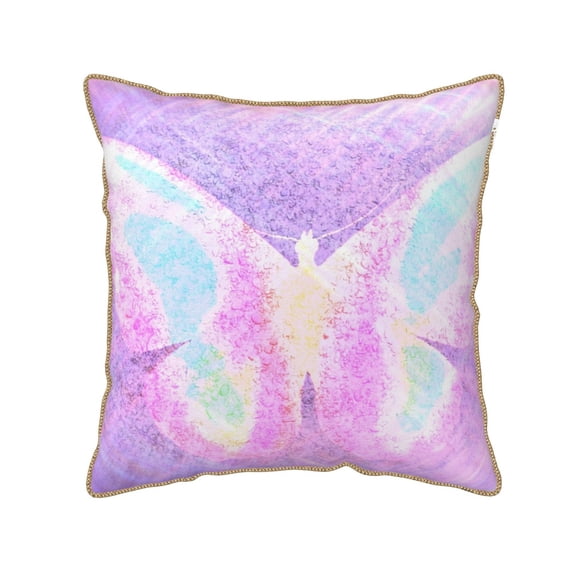KLL Purple Sparkling Butterfly Decorative Throw Pillow Covers Velvet Soft for Couch Sofa Bedroom Living Room Outdoor (No pillow core)-