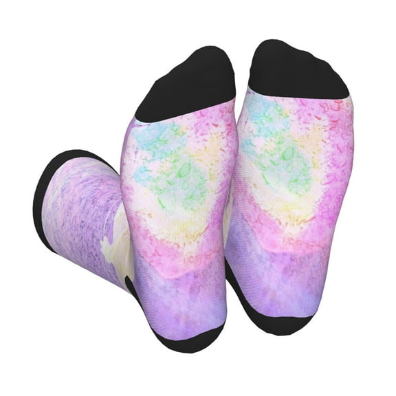 KLL Purple Sparkling Butterfly Print Cool Socks Men's Women's Crew Socks Funny Crazy Novelty Stockings