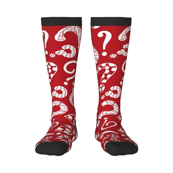 KLL Question Marks1 Print Cool Socks Men's Women's Crew Socks Funny Crazy Novelty Stockings