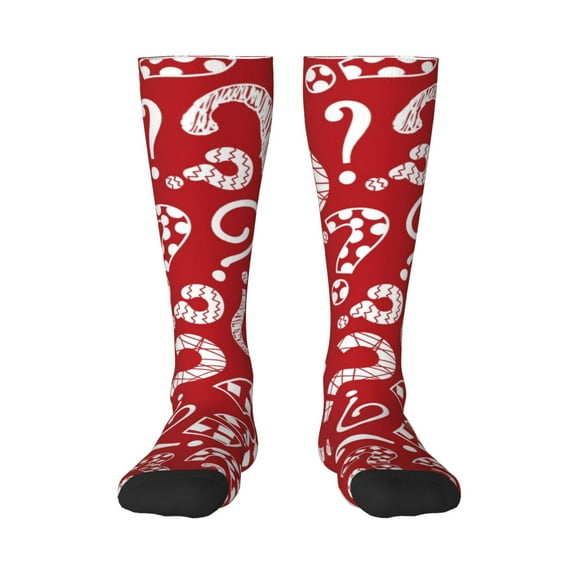 KLL Question Marks1 Print Cool Socks Men's Women's Crew Socks Funny Crazy Novelty Stockings
