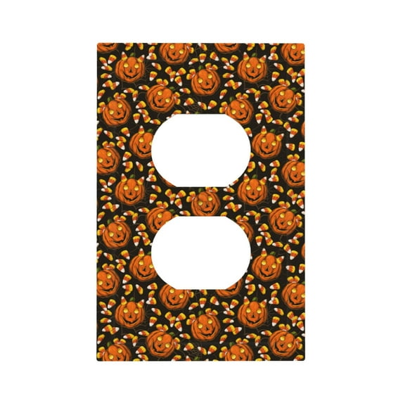 KLL Quirky Corn Pumpkin Pattern Electrical Outlet Covers, 3" x 5" 1 Pack Electric Receptacle Plug Covers for Decorator Receptacle Outlet & Switch-Style S