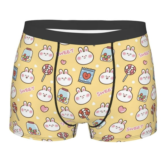 KLL Rabbit And Candy Men's Cotton Boxer Briefs Underwear-X-Large