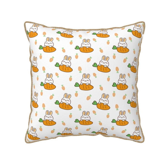 KLL Rabbit And Carrot Decorative Throw Pillow Covers Velvet Soft for Couch Sofa Bedroom Living Room Outdoor (No pillow core)- 16"x16"