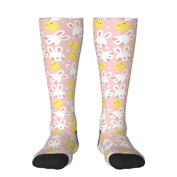 KLL Rabbit And Chick Print Cool Socks Men's Women's Crew Socks Funny Crazy Novelty Stockings
