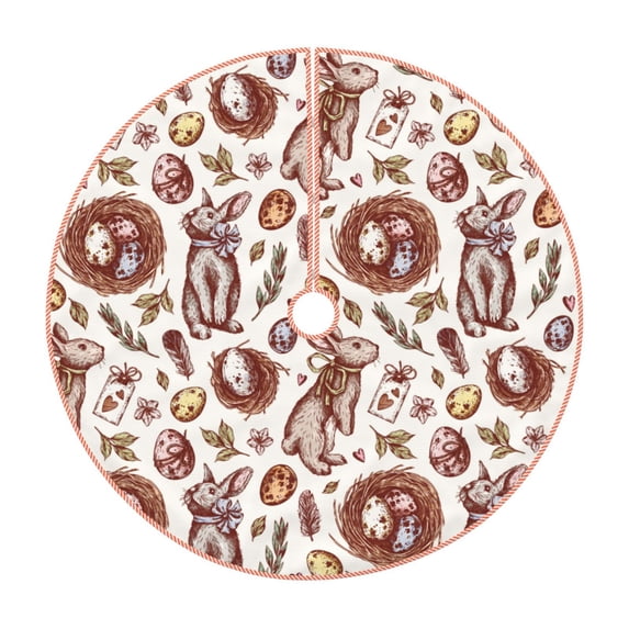 KLL Rabbit And Egg Christmas Tree Skirt 48" ,Party Decorations Farmhouse for Christmas Decorations Holiday Party