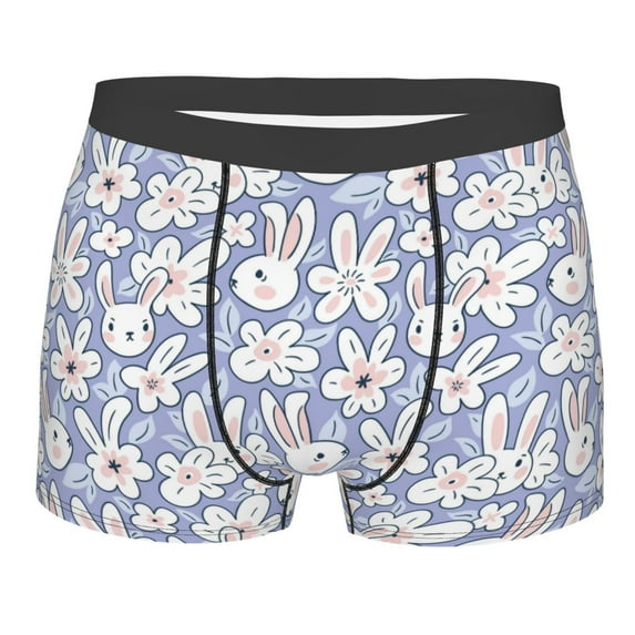 KLL Rabbit And Floral Men's Cotton Boxer Briefs Underwear-Medium