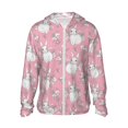 thumbnail image 1 of KLL Rabbit And Flower Print Men's Women’s UPF 50+ Sun Protection Outdoor Hoodie Jacket Long Sleeve Fishing Hiking Performance Shirt-Small, 1 of 6