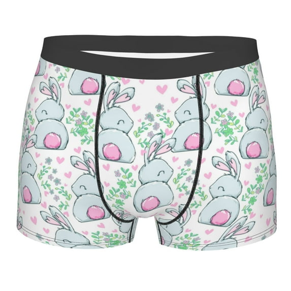 KLL Rabbit Back View Men's Cotton Boxer Briefs Underwear-Large