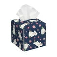 thumbnail image 1 of KLL Rabbit And Flower Print Tissue Box Cover,Leather Tissue Holder Square Facial Tissue Case Facial Paper Organizer Dispenser for Bathroom, Vanity Countertop, 1 of 7