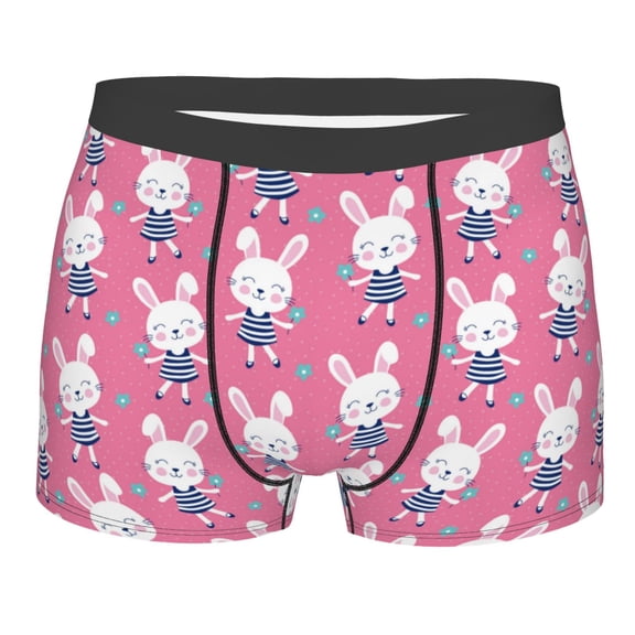 KLL Rabbit Holding Flowers Men's Cotton Boxer Briefs Underwear-XX-Large