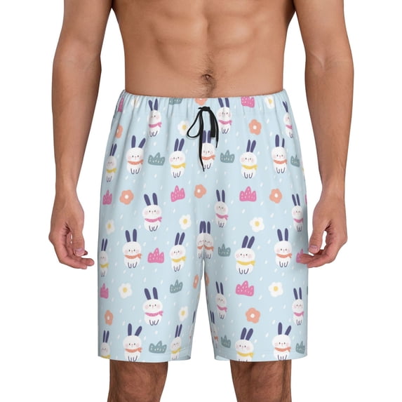 KLL Rabbit In The Rain for Men's 1-Pack Shorts,Sleep Pajama Shorts for Men Soft Pj Shorts Men's Pajama Bottoms Sleepwear -4X-Large