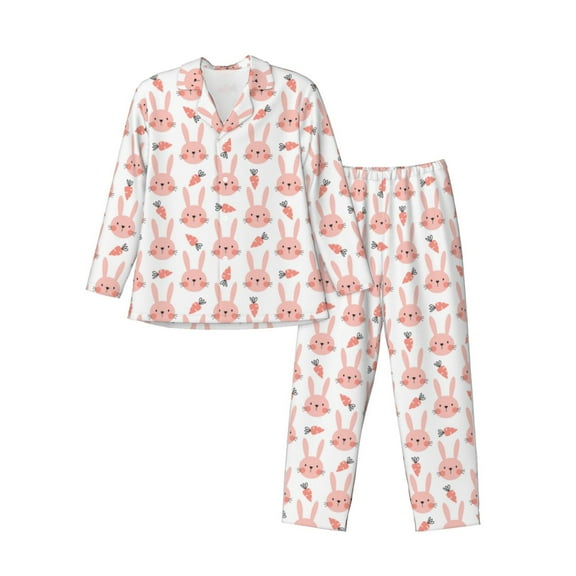 KLL Rabbit Is And Carrots Sleepwear Mens Flannel Pajamas,Long Cotton Pj Set