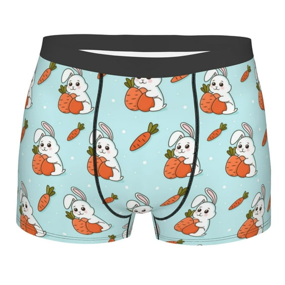 KLL Rabbit Is Eating Carrots Men's Cotton Boxer Briefs Underwear-Small